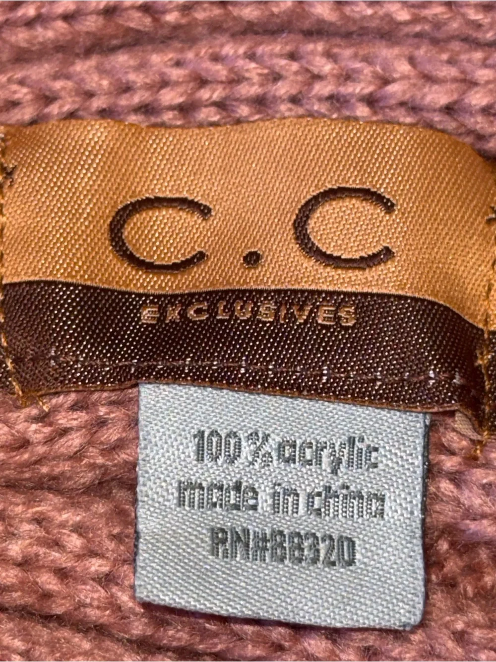 C.C. Exclusive dusty Rose Beaded Ribbed Knit Headband,  ear-warmer jewel flower